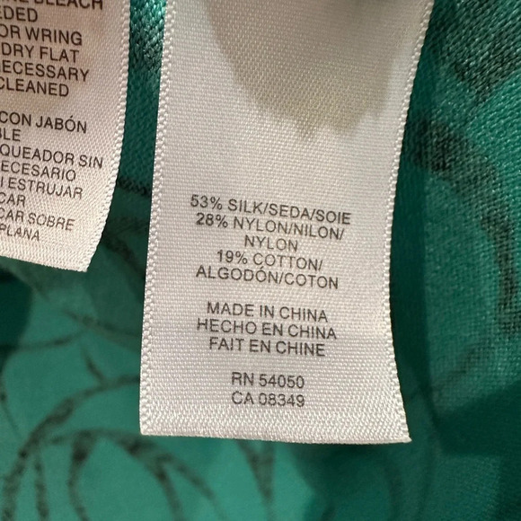 Jones New York Signature Silk Blend Cardigan Teal Rose Floral Button Up Size XL - Picture 8 of 10